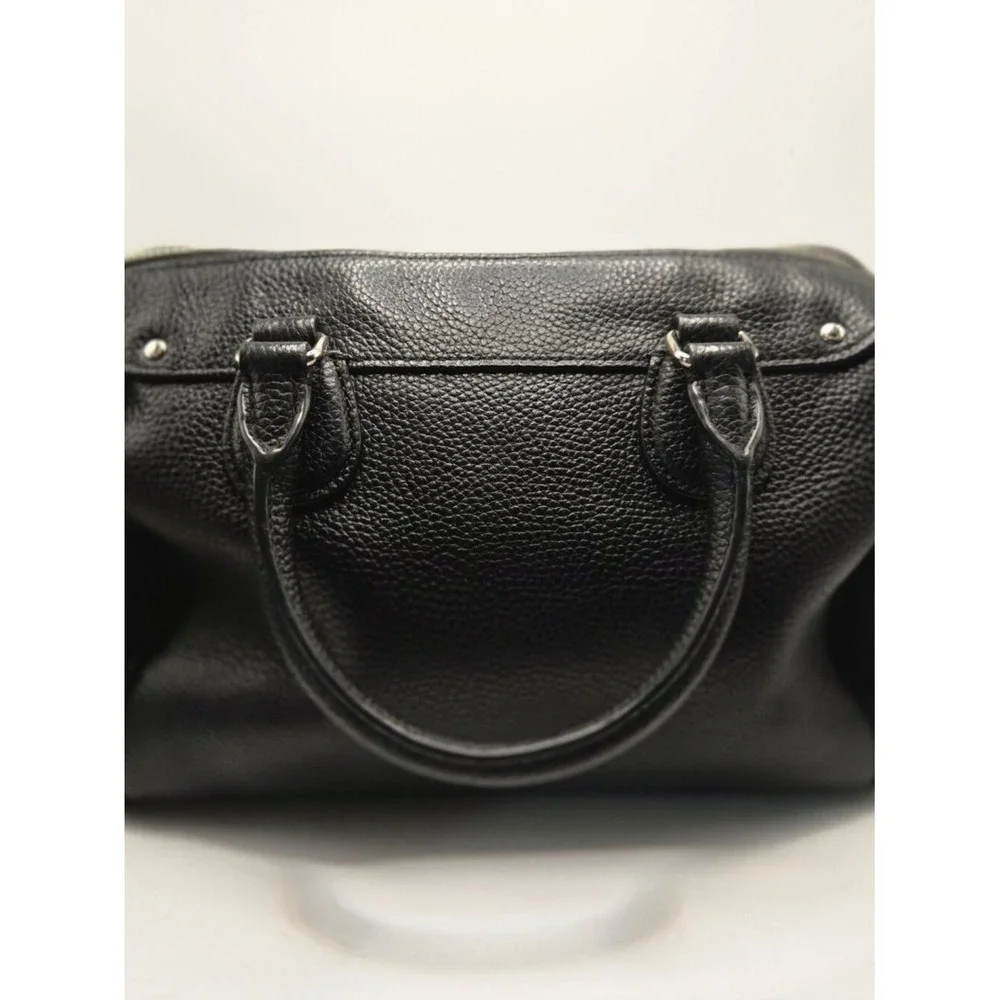 Coach Satchel Womens Medium Black Good Pebbled Leather Shearling Crossbody Bag
